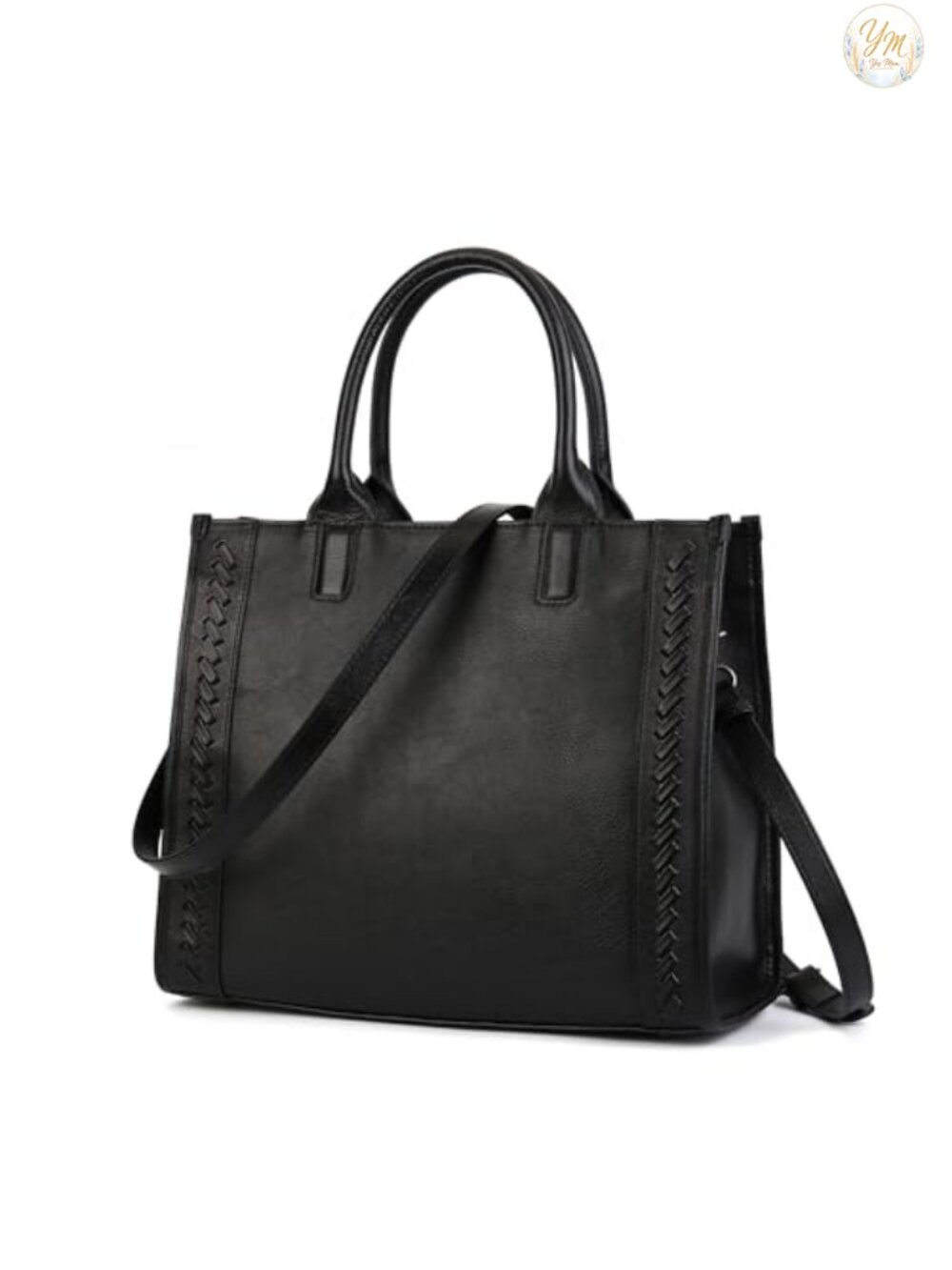 Genuine Leather Tote Bag Work Travel Purse Crossbody Handbag with Detachable